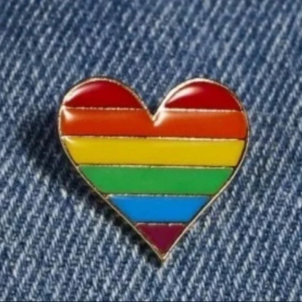 3 for $25/ Rainbow Pride Heart Enamel Lapel Pin Brooch NWT